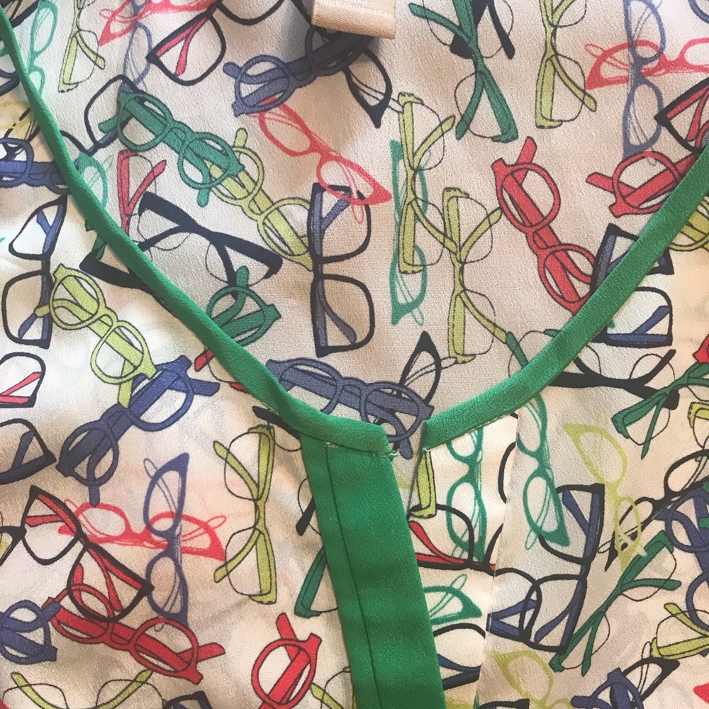 Banana Republic Glasses Print Woven Top Size XL